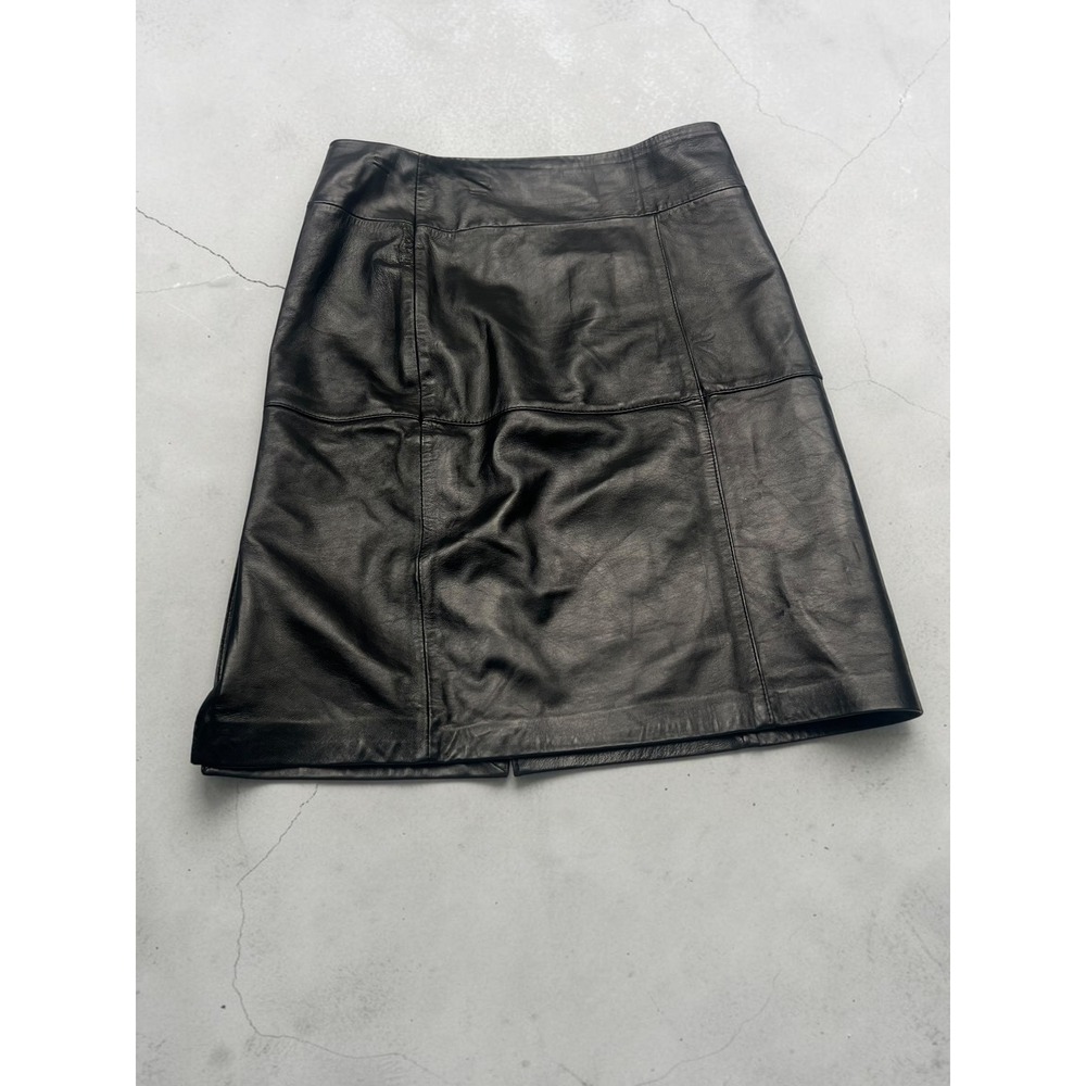 Vintage Jaclyn Smith Black Leather Mini Skirt Womens Large Lined Y2K Genuine L